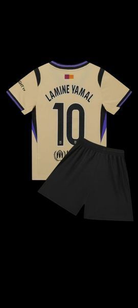 Дитяча футбольна форма &laquo;Барселона&raquo; №10 Lamine Yamal виїздна сезон 25/26, бежева (форма БарселонаYamal б_22) 2819954599 фото