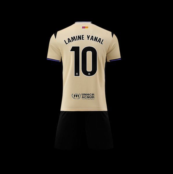 Дитяча футбольна форма &laquo;Барселона&raquo; №10 Lamine Yamal виїздна сезон 25/26, бежева (форма БарселонаYamal б_22) 2819954599 фото