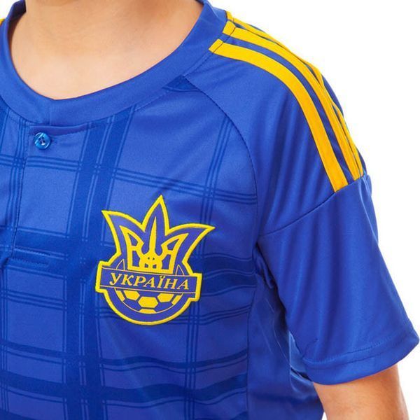 Дитяча футбольна форма збірної України синя з гербом, комплект футболка+шорти (форма Укр синя клітка_22) 2772121909 фото