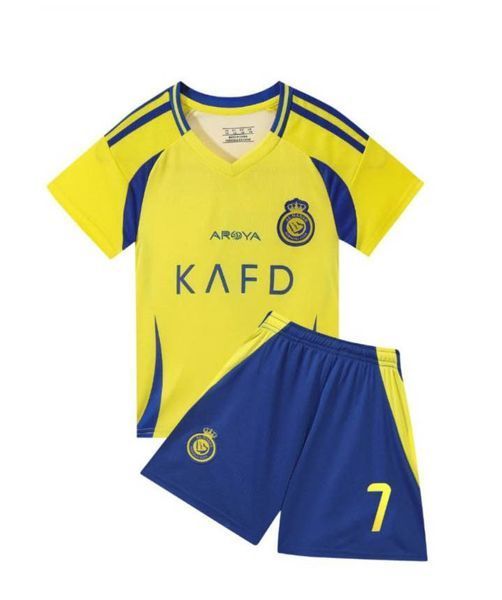 Футбольна форма Ronaldo (Роналдо) 7 Al-Nasr (Аль-Наср), футболка + шорти, сезон 2025, жовто-синя, 24(130-140см) (форма Роналдо жовт/син_24) 2745235325 фото