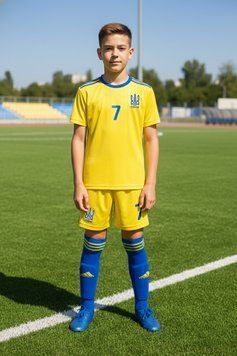 Дитяча футбольна форма збірної України №7 Мудрик жовто-синя, футболка + шорти (форма Укр Мудрик жовта_22) 2745275340 фото