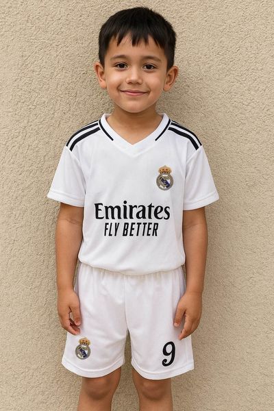 Дитяча футбольна форма Real Madrid Кіліан Мбаппе №9, футболка + шорти (домашня) (форма Мбаппе 9 біла_22) 2759314758 фото