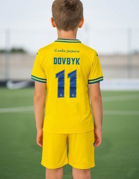 Дитяча футбольна форма збірної України №11 ДОВБІК, футболка + шорти, жовта (форма N11 ДОВБИК_22) 2745451072 фото