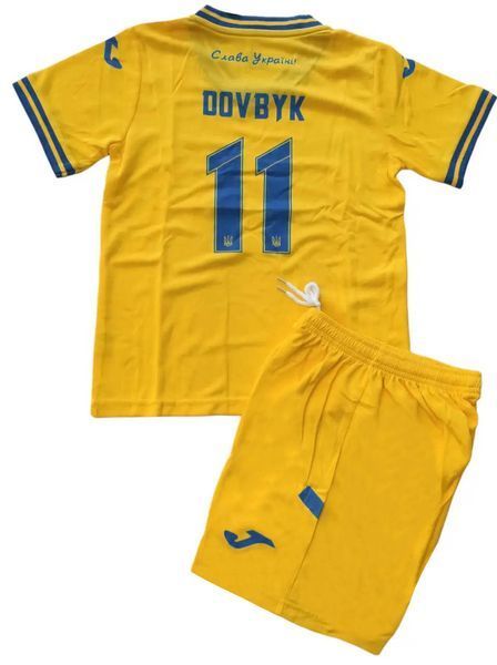 Дитяча футбольна форма збірної України №11 ДОВБІК, футболка + шорти, жовта (форма N11 ДОВБИК_22) 2745451072 фото