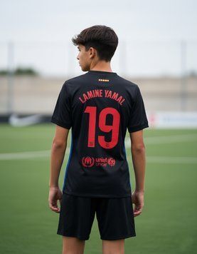 Футбольна форма FC Barcelona Lamine Yamal №19 (чорна), футболка + шорти (форма Ламіне чорна_22) 2762685057 фото