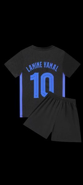 Дитяча футбольна форма &laquo;Барселона&raquo; №10 Lamine Yamal &ndash; футболка + шорти, чорна (форма БарселонаYamal ч_22) 2819794693 фото